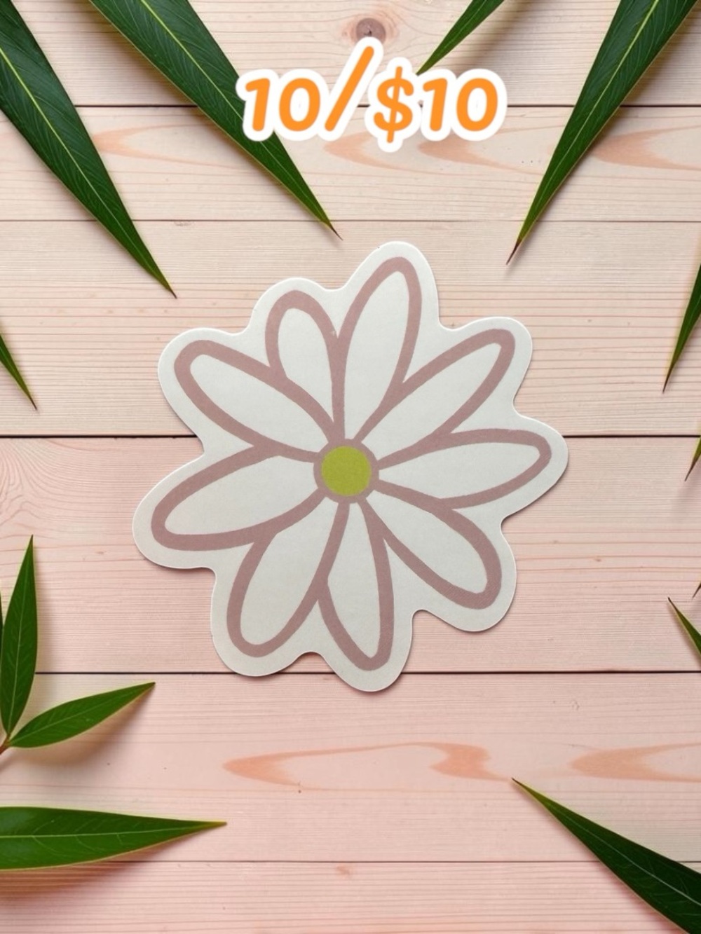 10 / $10 Soft Lavender Daisy Flower Sticker – Minimal Retro Floral Decal